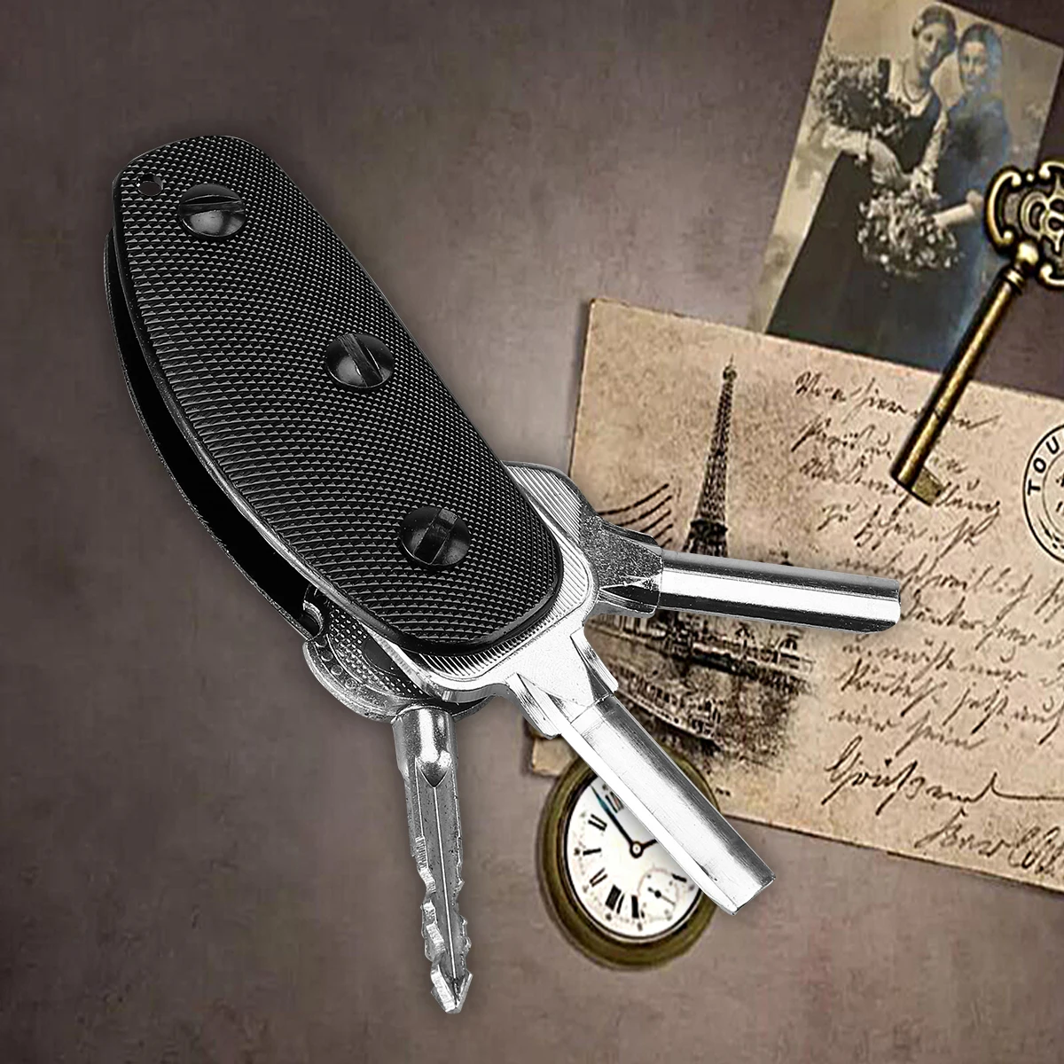 

Versatile Aluminium Key Clip Organizer for Outdoor Activities Pocket Tool Black