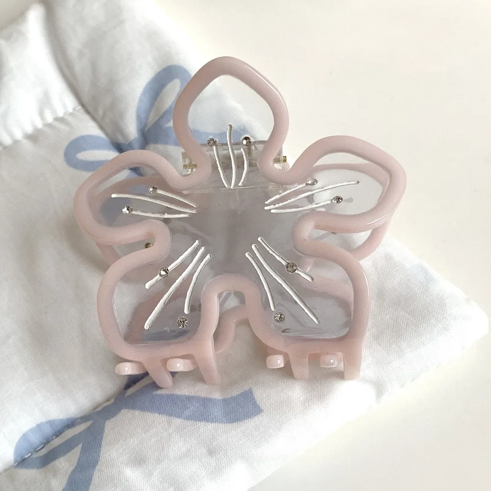 

Rhinestone Flower Hair Claw Sakura Hairpin Acetic Acid Flower Shark Clip Korean Style Headwear Transparent Hair Clip Female