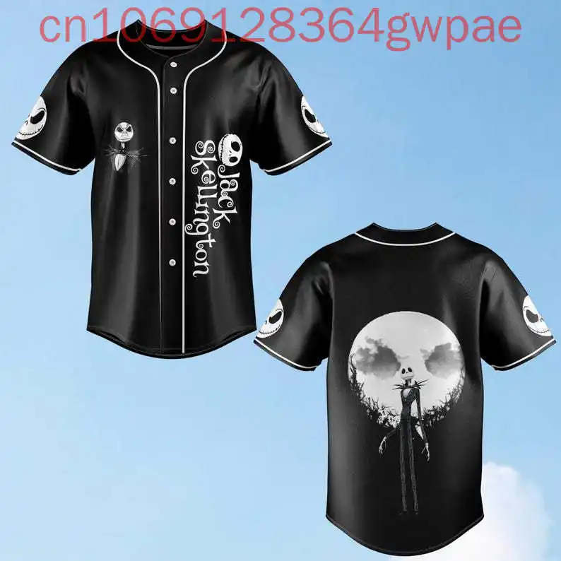 

Модный бейсбольный трикотаж Disney Jack Skellington на заказ, мужские и женские детские бейсбольные рубашки с короткими рукавами, повседневная спортивная одежда
