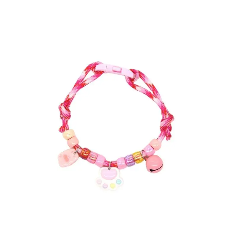 Cute Pet Necklace Braided Design with Bells Adjustable Cat Neck Chain for Cat Lovers
