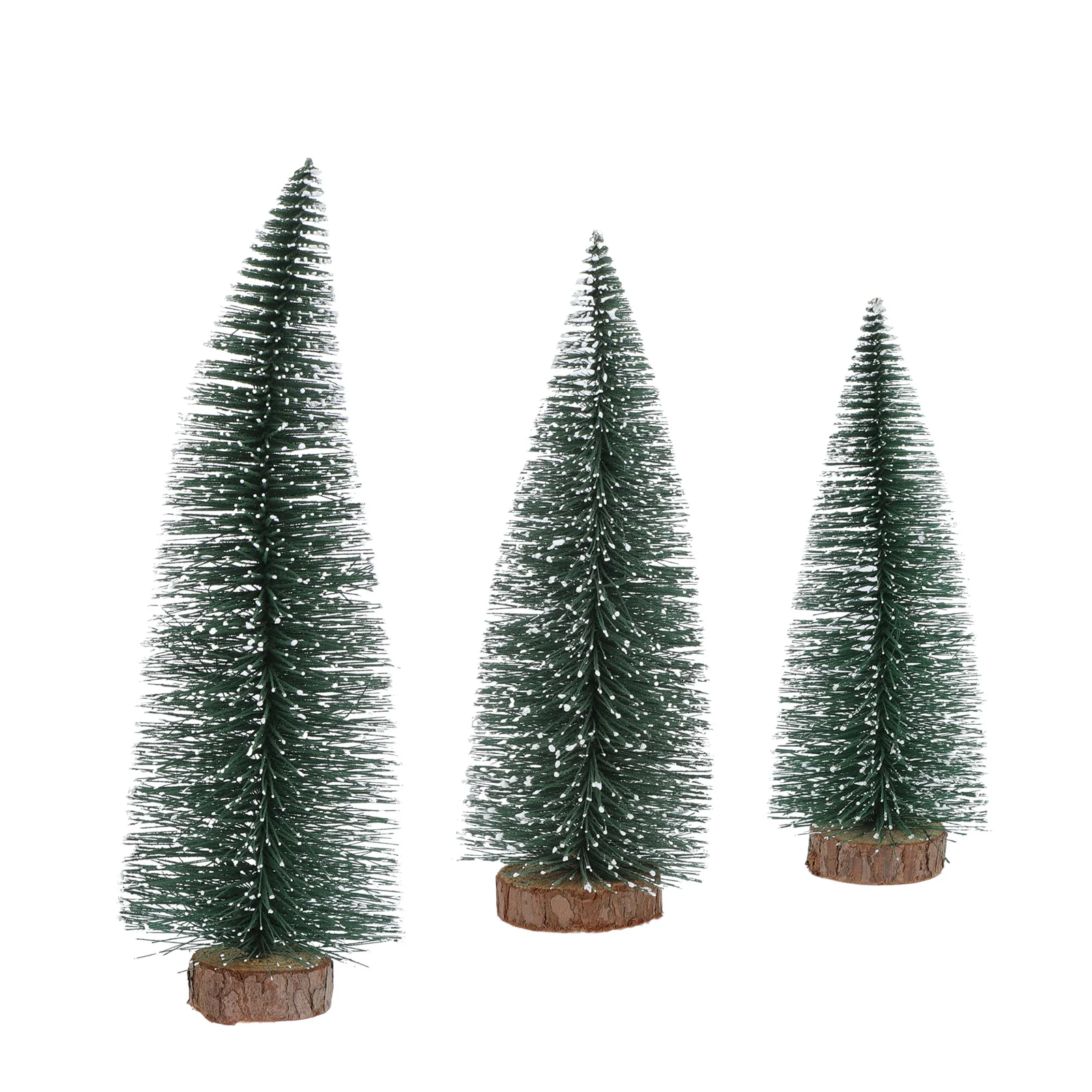 

3 Pcs Small Christmas Trees Desktop Decor Wood Plastic Ornaments Fake Xmas Tree Showcase Decors New Year Party