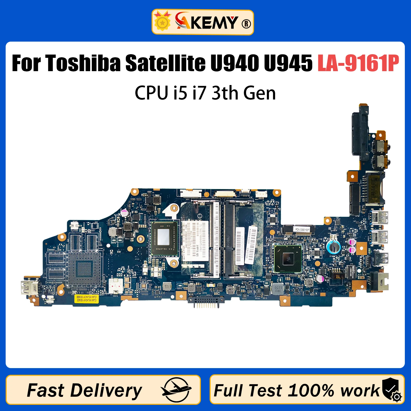 

Материнская плата VCUAA LA-9161P K000141040 K000136100 для ноутбука Toshiba Satellite U940 U945 с процессором i5 i7 3-го поколения DDR3 Материнская плата