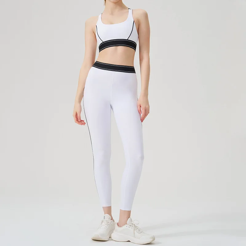 KUNNA New women's 2-piece yoga set, backless bra, high waist, nude feeling, leggings, fitness exercise, slimming exercise set