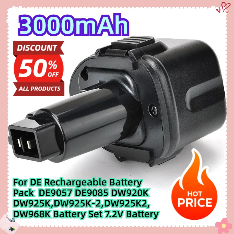 

For DE Rechargeable Battery Pack DE9057 DE9085 DW920K DW925K,DW925K-2,DW925K2,DW968K Battery Set 7.2V Battery