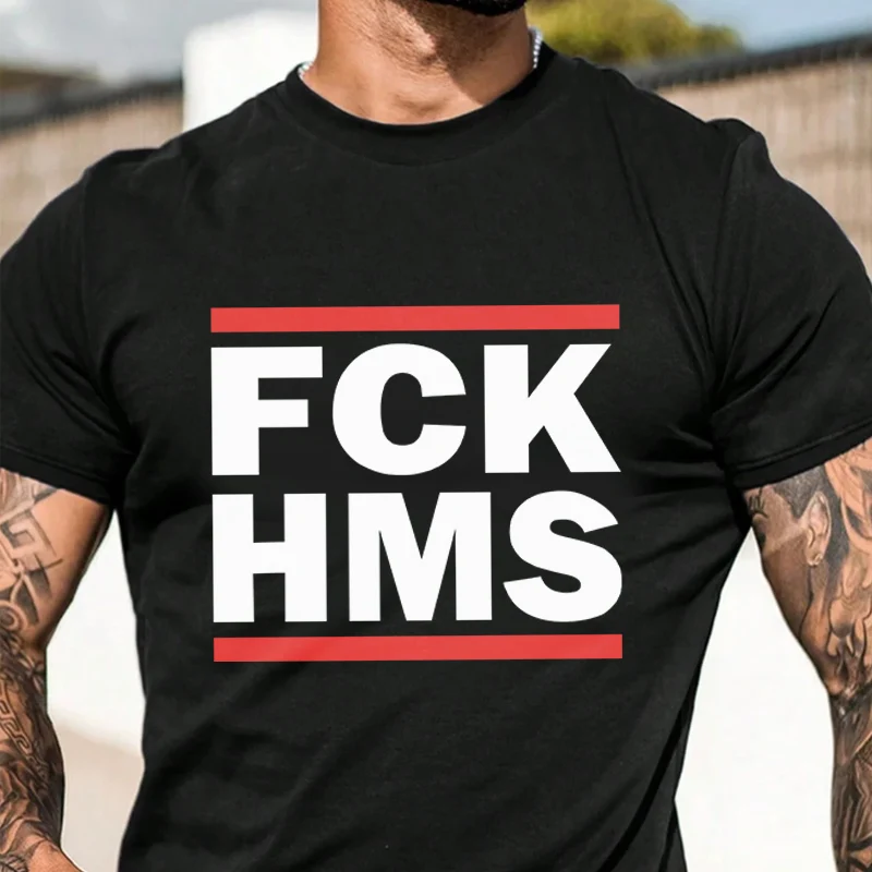 

Футболка FCK HMS Sports Fans Customs Plain 2026, новая футболка с винтажным узором, мужская и женская повседневная футболка с короткими рукавами