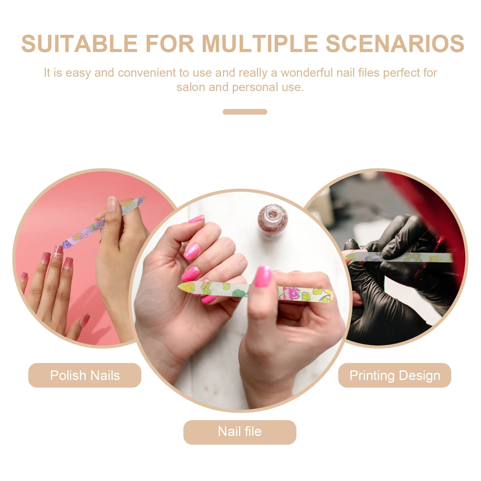 

5Pcs Printed Glass Nail Files Professional Manicure Buffers for Natural False Nails Extensions Shaping Smoothing