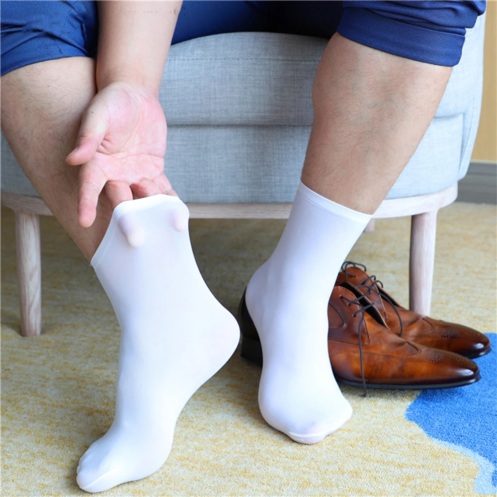 Male 1 Pairs Socks Dresses Socks Elastic Erotic Business Formal Gifts For Man Men Silk Silky Socks Stockings Suit