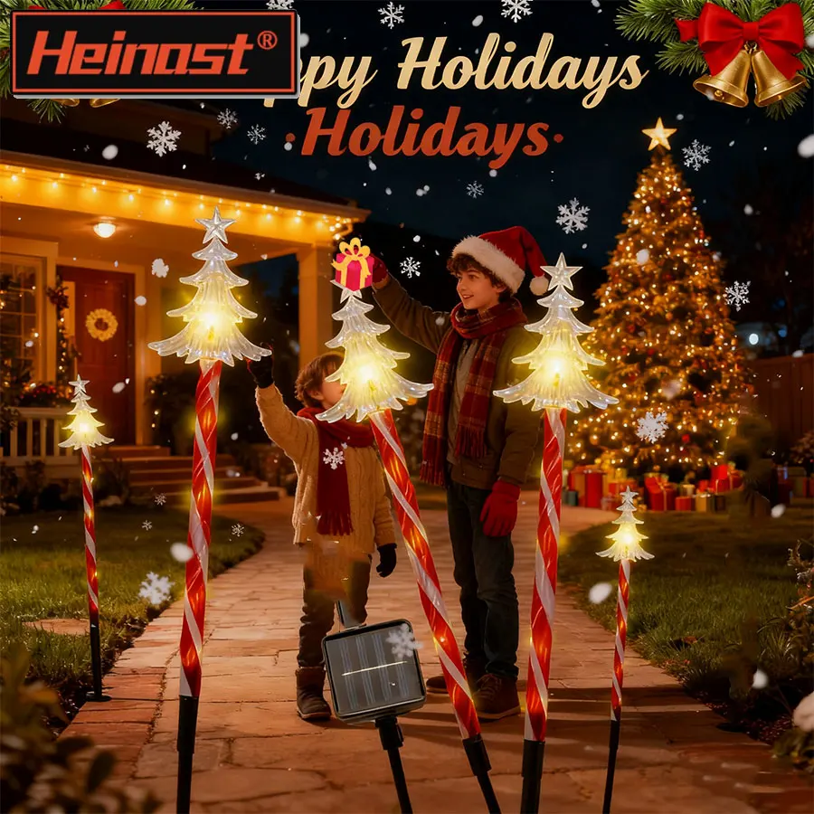 

Уличные солнечные рождественские огни, рождественские снежинки, звезда, солнечный газон, садовый светильник, набор из 5 водонепроницаемых дорожных фонарей