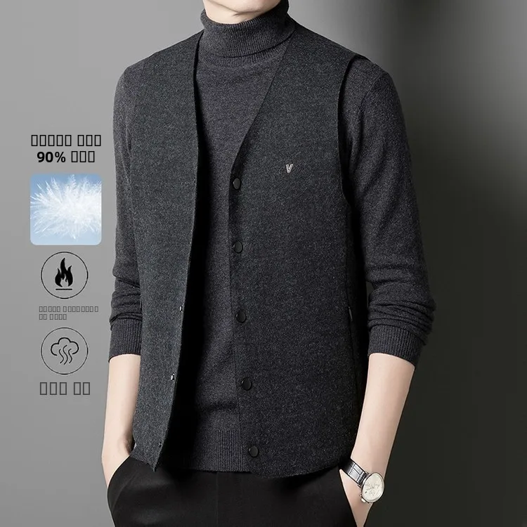 

Мужской шерстяной жилет Busin в клетку с наполнителем из пуха, новая коллекция Осень-Зима 2025, белый, универсальный, с V-образным вырезом, из полиэфирного волокна