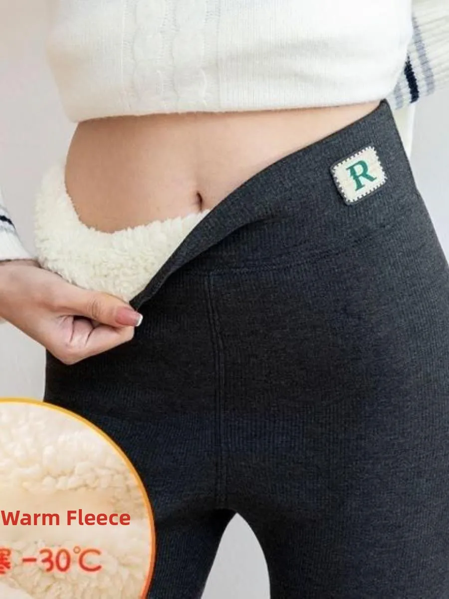 اضافية Thi Fce اصطف عالية الخصر الخريف الشتاء المرأة طماق ملابس خارجية سراويل قطنية دافئة مريحة السراويل الطويلة