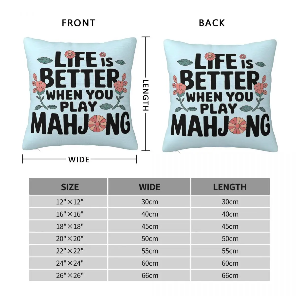 Life Is Better When You Play Mahjong Square Pillowcase Polyester Linen Velvet Printed Zip Decor Home Cushion Cover