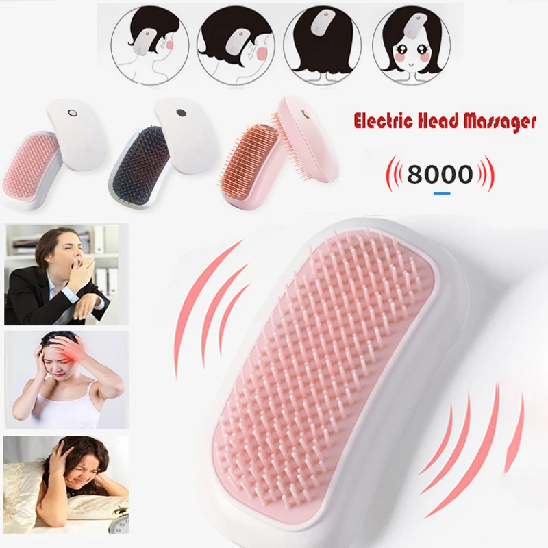 Electric Head Massager Vibration Brush Silicone Massage Comb Tickle Anxiety Physiotherapy Apparatus Scalp Massage Apparatus