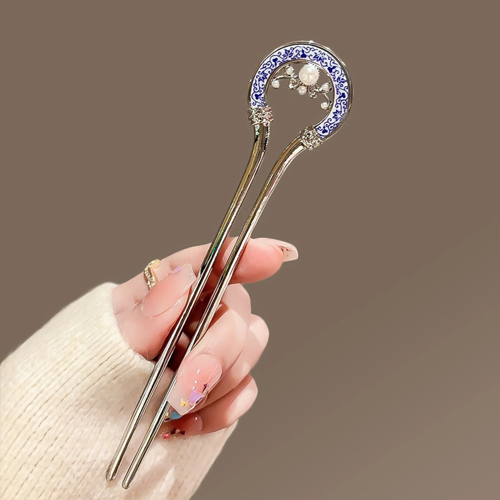 

Retro Hairpin Chinese Style Hair Stick For Cheongsam Decor Vintage U-shaped Hair Bun Jewelry Bride Headdress Headwear Gift