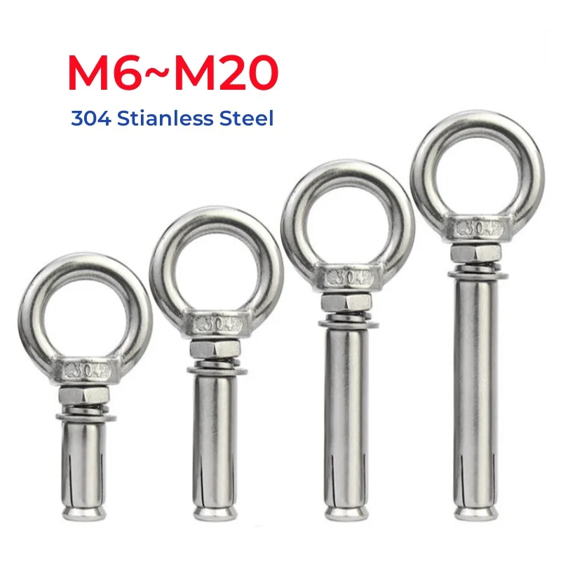 M6 M8 M10 M12 M14 M16 M18 M20 304 Stianless Steel Expansion Bolts With Ring Wall Anchors Eye Screws