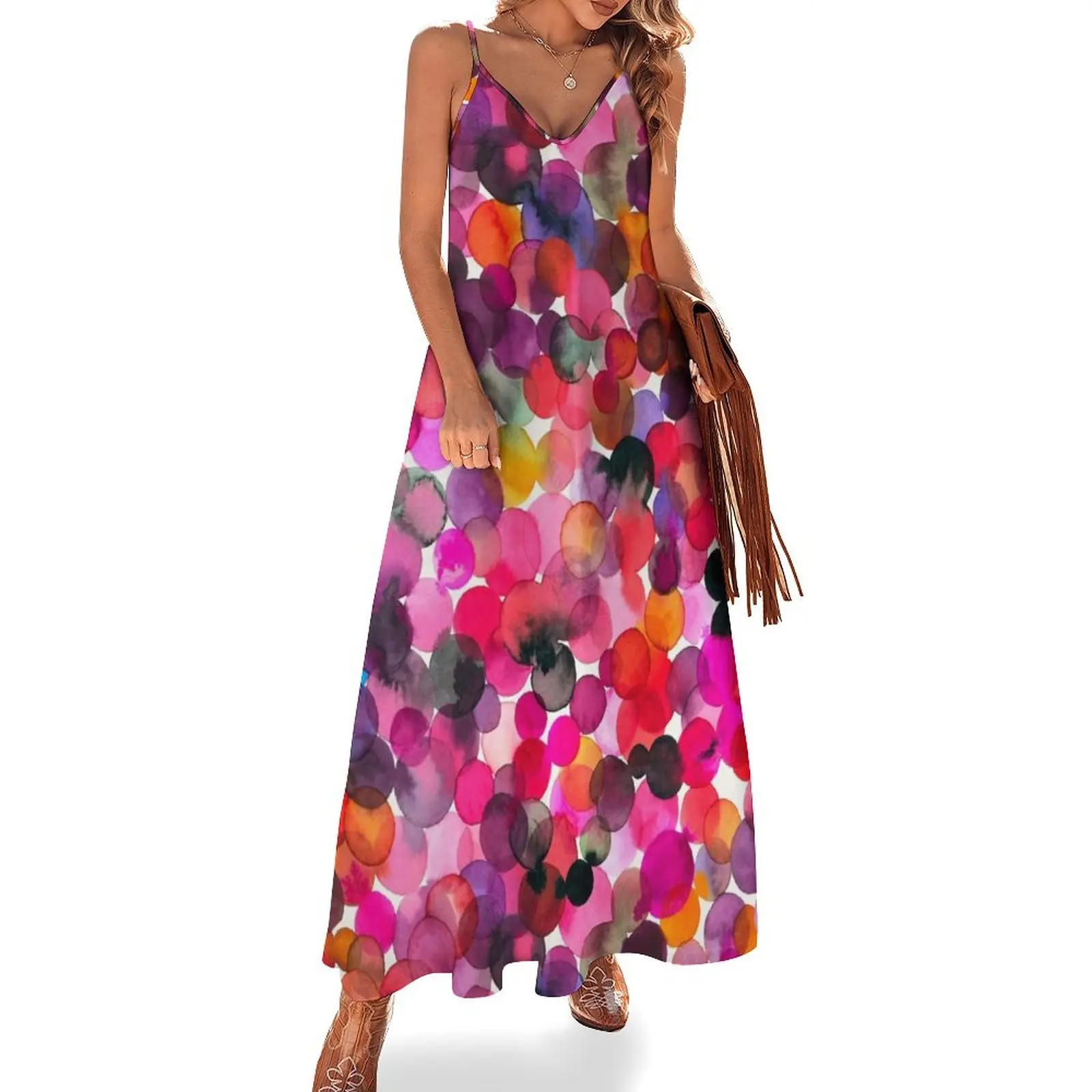 

Watercolor dots Sleeveless Long Dress women's luxury party dress summer dresses for women 2025 Summer dresses for women Dress