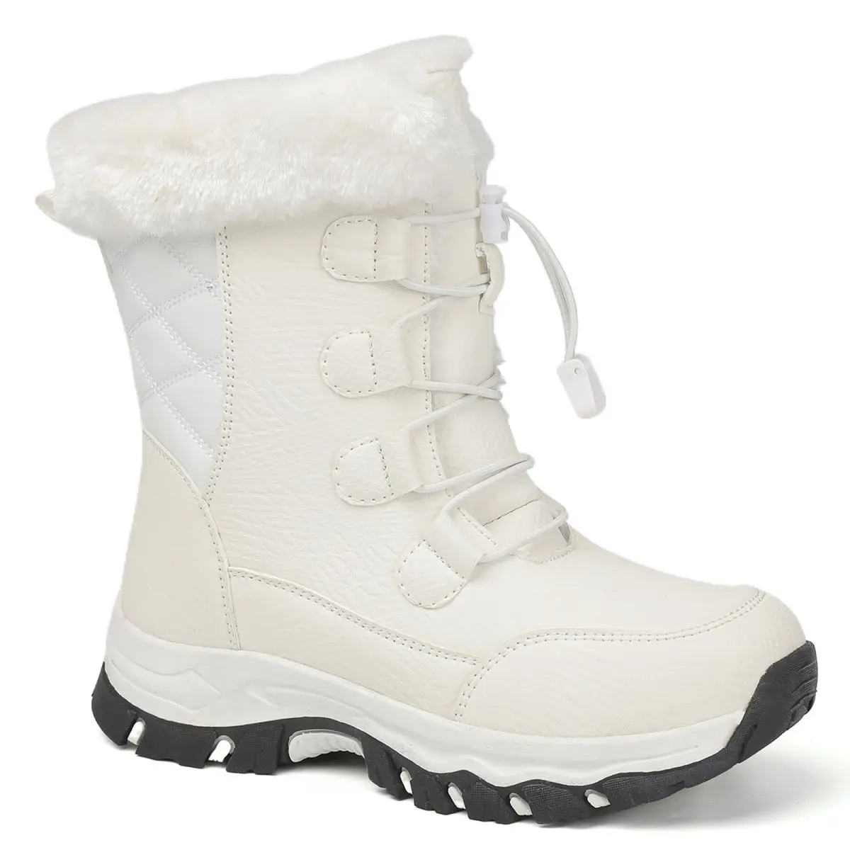 Womens Winter Snow Boots Waterproof Shoes Walking Comfortable Hiking Tennis Booties Furry Mid Calf Warm Lightweight