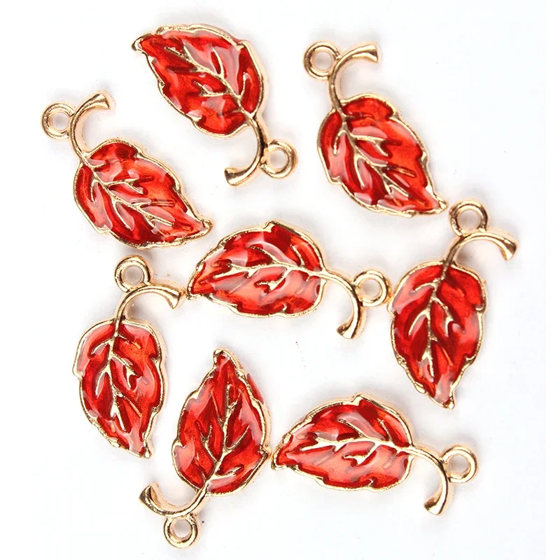 20*10mm 10pcs/lot Zinc Alloy Drop Oil Leaves Shape Charms Pendant For DIY Jewelry Earrings Accessories