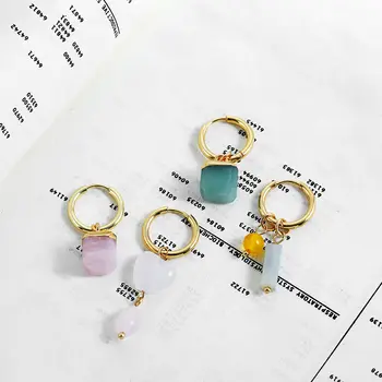 復古天然瑪瑙經典水滴耳環,簡約水晶長方形串珠不對稱耳環,波西米亞風女式首飾 10 最佳銷售 瑪瑙耳環 - №1