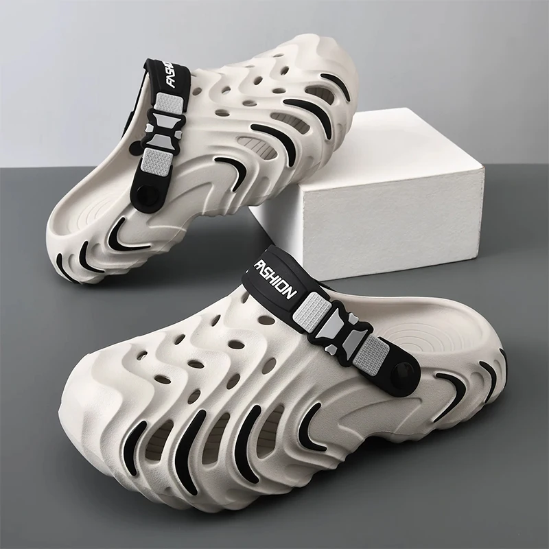 Men Summer EVA Hole Slippers Lightweight Soft Thick Sole Non‑Slip Breathable Casual Outdoor Beach Shower Walking Shoes view 3