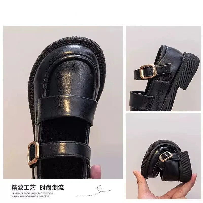 Scarpe da ragazza primaverili Scarpe da principessa in pelle per bambini Mocassini primaverili autunnali neri