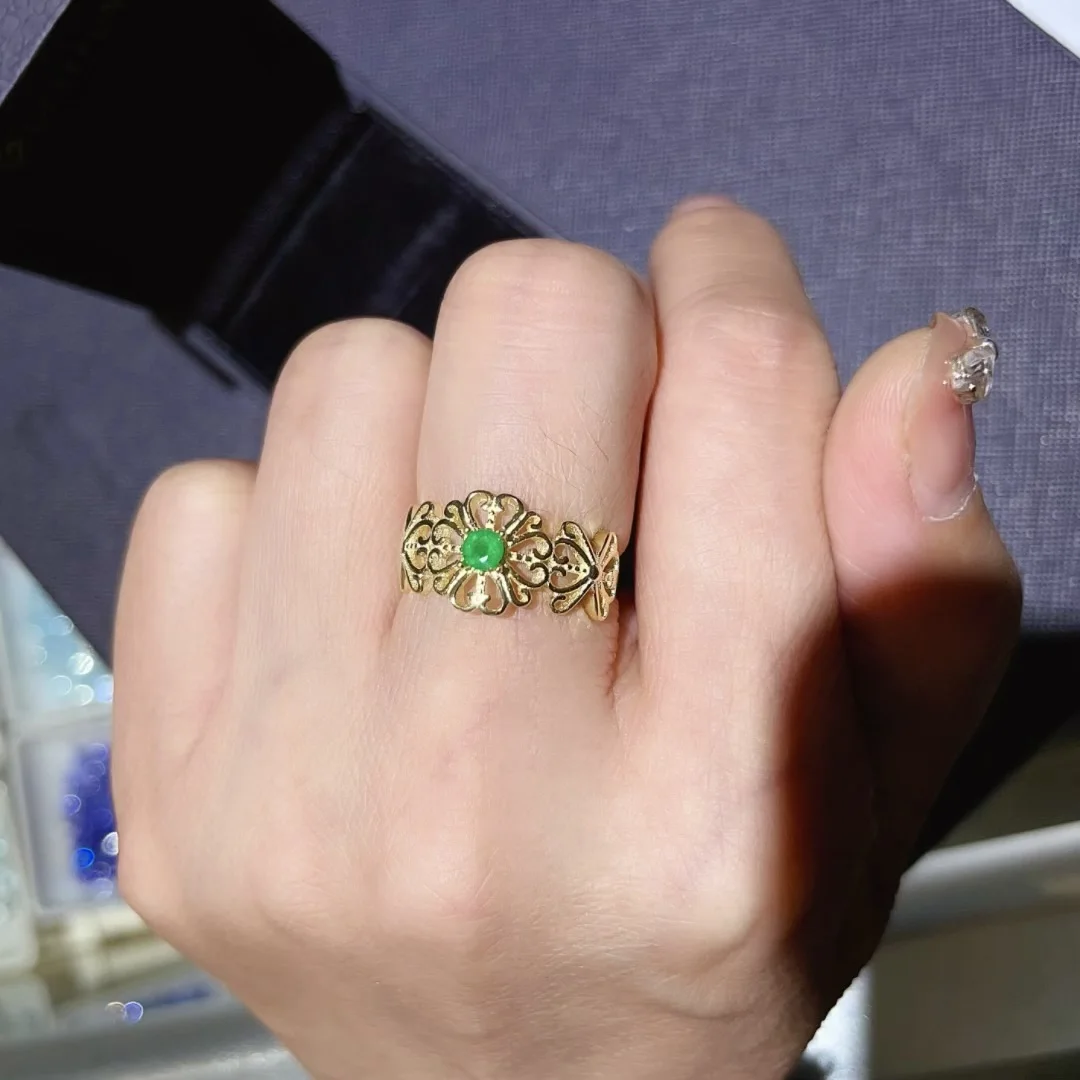 

Винтажное кольцо из серебра 925 пробы с изумрудом, 3 мм, ювелирные изделия с натуральным изумрудом и позолотой 18 карат, блестящее серебряное кольцо с драгоценным камнем для девочек