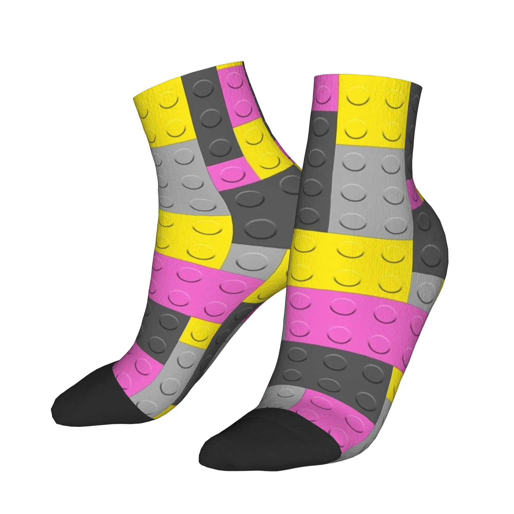 Yellow Gray Pink Building Blocks Bricks Master Builder Ankle Socks Men's  Soft Harajuku Sock Autumn Outdoor Anti Design Socks