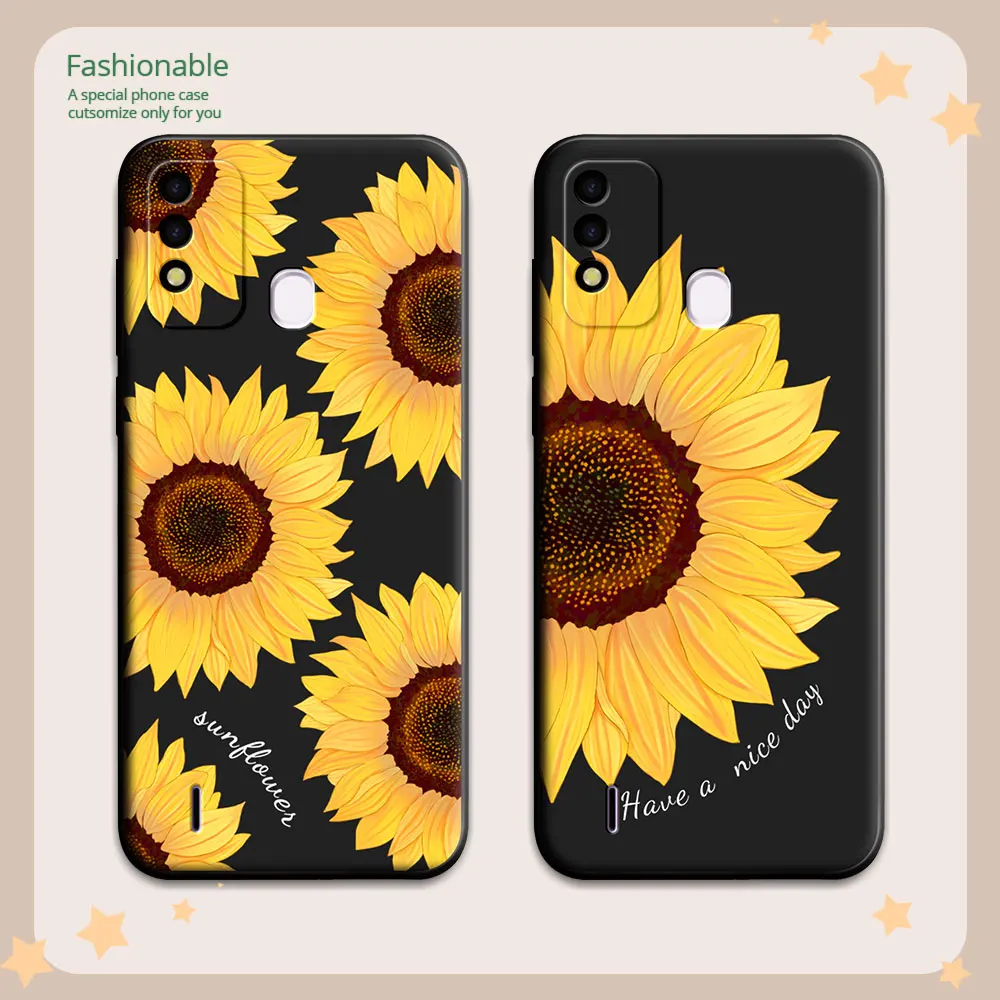 For Itel P37 P38 P55 P36 Play P17 Case Soft Silicone Phone Cases For Itel P55 5G Sunflower Butterfly Cartoon Cover ItelP38 Funda