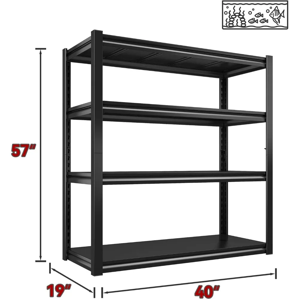 Raybee-Heavy Duty Garage Storage Prateleiras, Prateleiras ajustáveis para armazenamento, 4 Tiers, 40 "Wide, 4 Packs