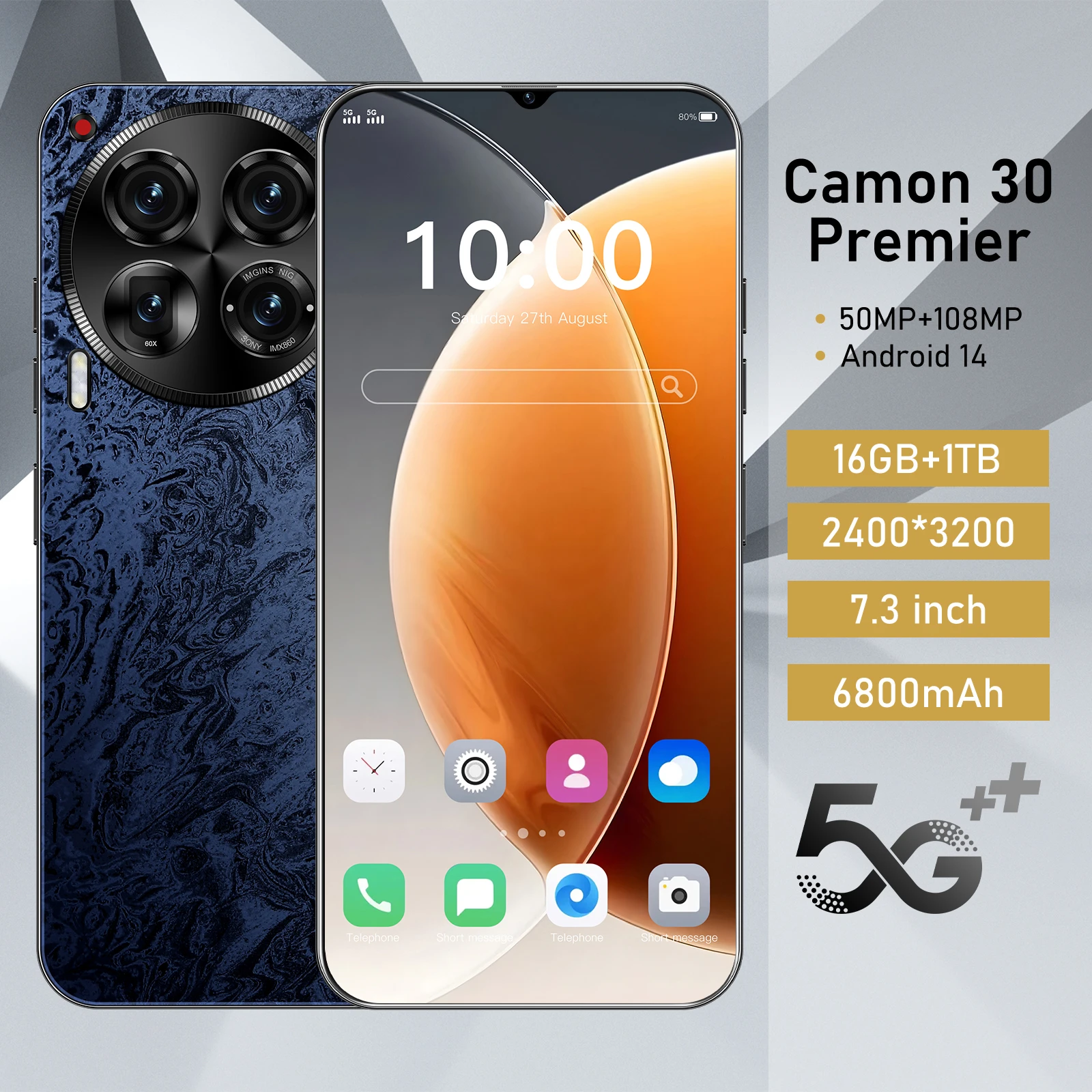 Global Version Camon 30Premier 5G Smartphone 7.3 Inch Qualcomm 888 Camera 6800Mah Android Phone Unlocked Celulares Cell Phones