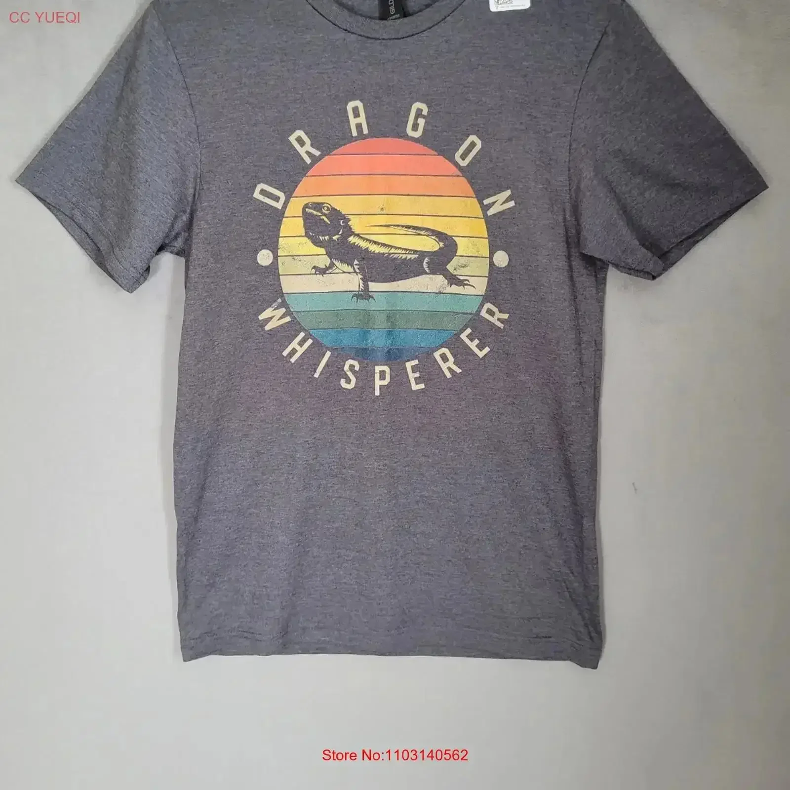 Mens Bearded Dragon Whisperer Vintage Sunset Lizard Reptile T Shirt Size Small Washed fashion homme graphic vintage Washed Soft