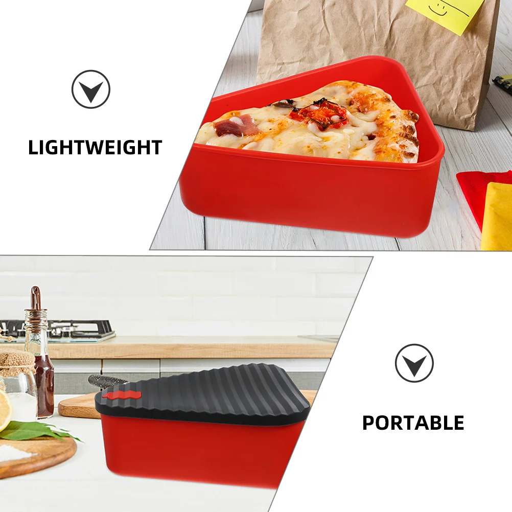  Silicone Lunch Box Pizza Case Multi-function Slice Pie Dessert Container Holder Carrier Microwave Packing