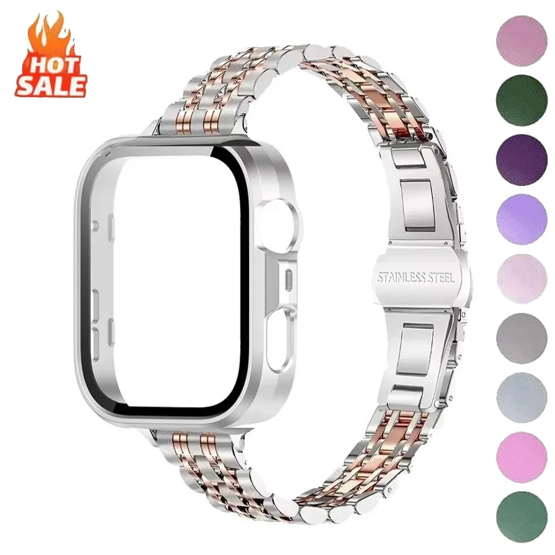 pulseira-de-aco-inoxidavel-estojo-para-huawei-watch-fit-5-5pro-4-4-pro-acessorios-de-pulseira-metalica-bicolor-feminina-fashion-﻿