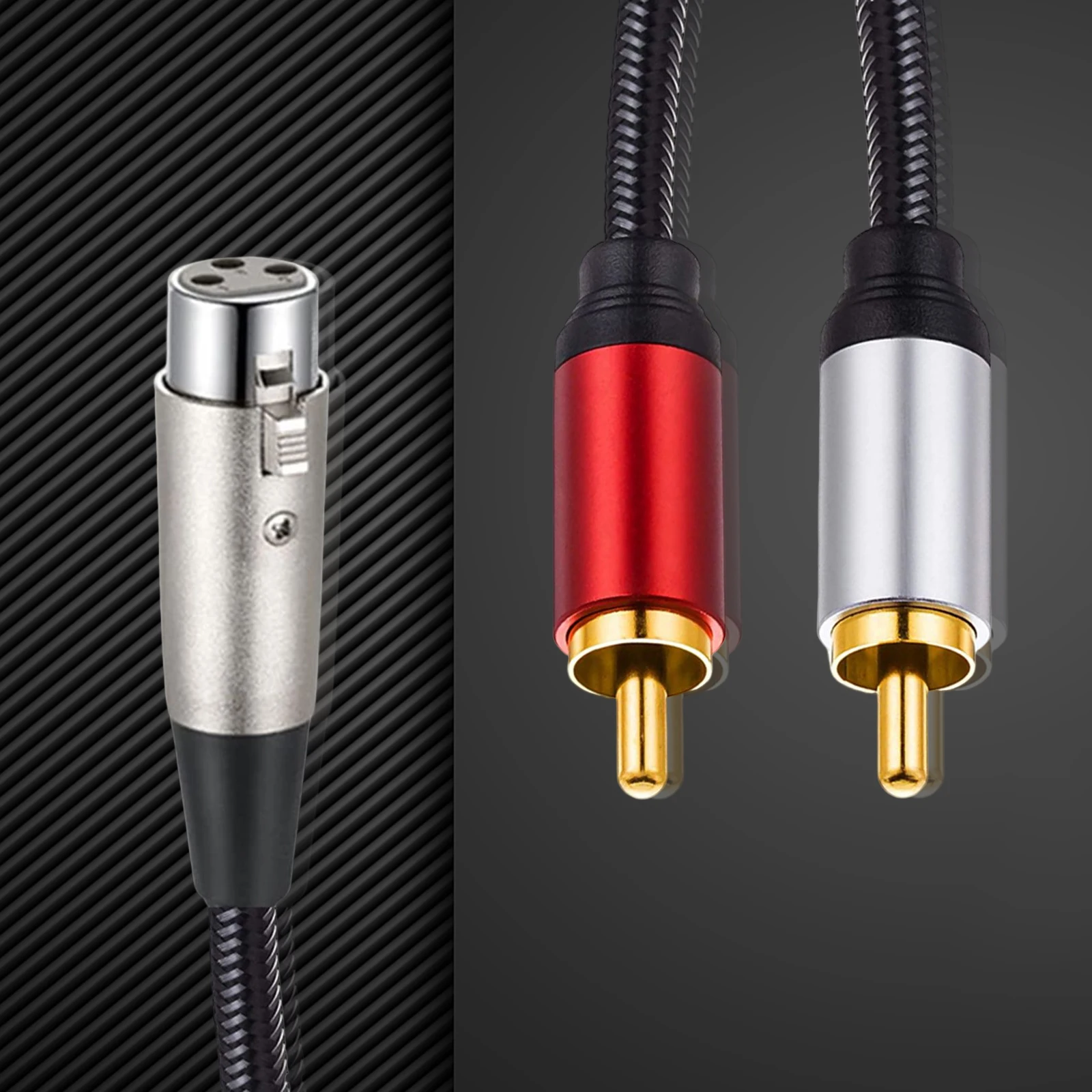 

XLR To 2 RCA Y Splitter Cable Clear Audio Signal Transmission Audio Cable Adapter for Headphone Amplifier Mic