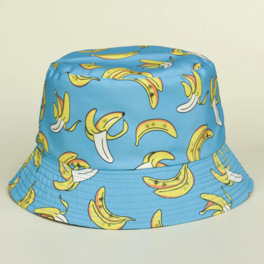 Bucket Hat Summer Hip Hop Men Fruit Print Fisherman Caps Streetwear Double-sided Hats For Women Beach Cap Unisex Panama Hat