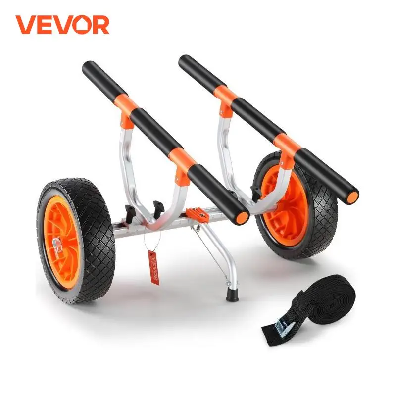 VEVOR 450lbs Kayak Cart Detachable Canoe Trolley Cart with 12\'\' Solid Tires Adjustable Width for Paddleboards Float Mats Boats
