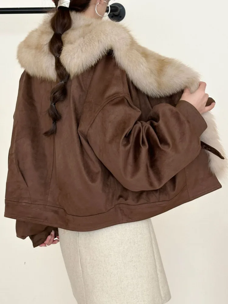 ZMEENNA 여성용 카키 코튼 봄버 재킷 모피 칼라 루즈 캐주얼 짧은 아웃웨어 퍼프 슬리브 겨울 코트 ZM4566