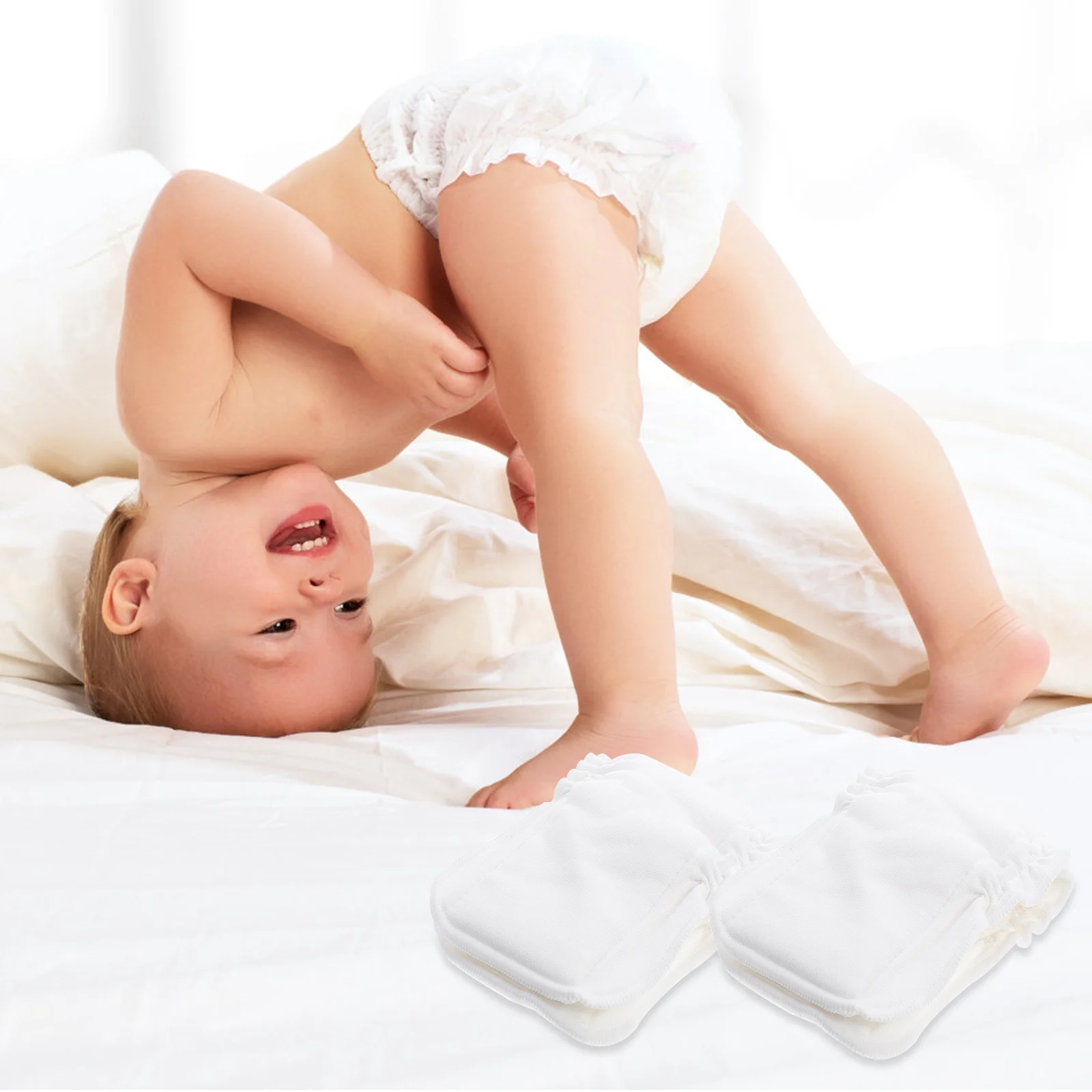 3 قطع حفاضات أطفال قابلة لإعادة الاستخدام من قطن الخيزران ناعمة قابلة للتنفس ومقاومة للماء وقابلة للغسل حفاضات أطفال مريحة #2