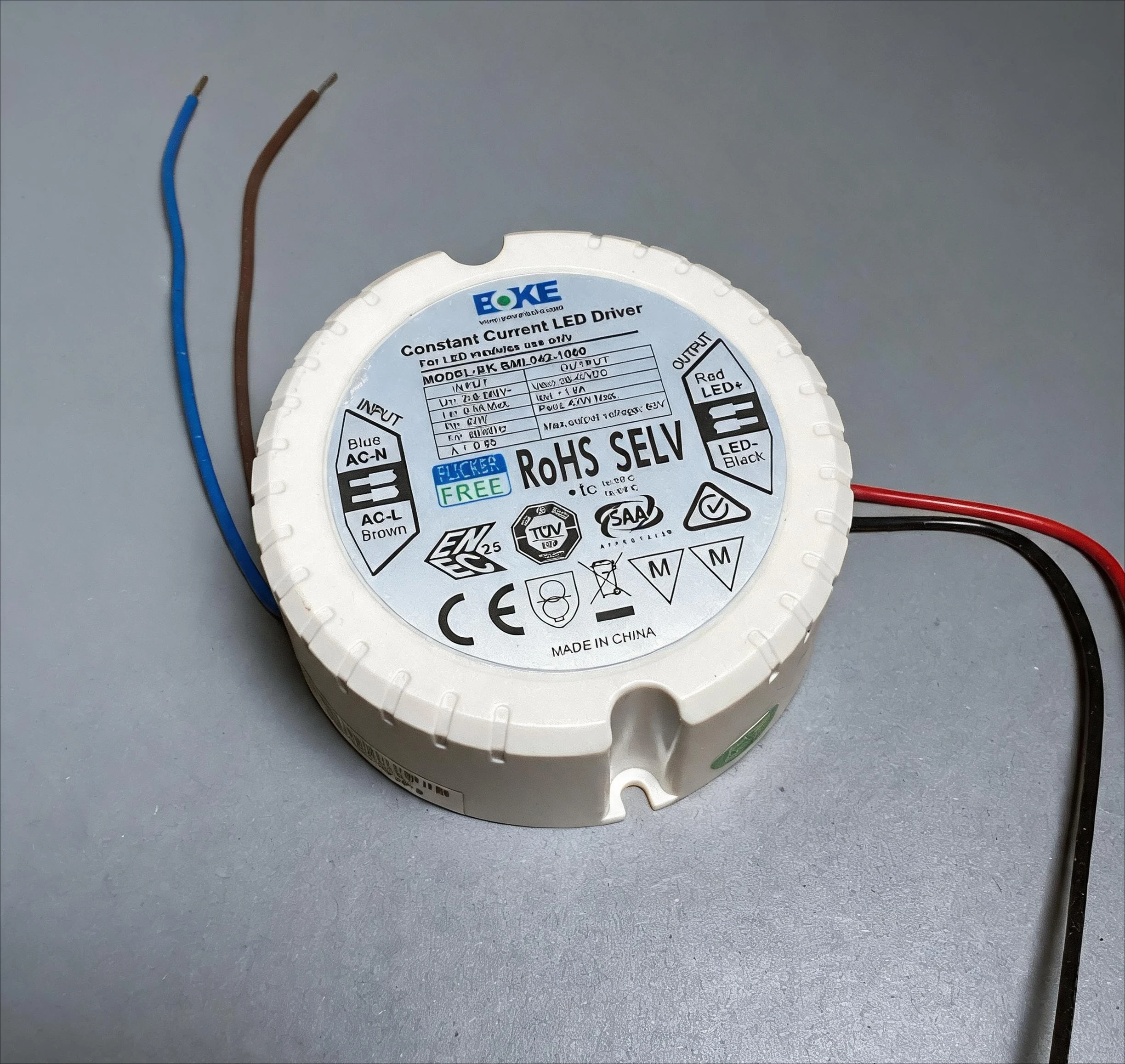 42W Round Constant Current LED Driver BML042 850mA 1000mA Compact Circular Transformer For Inside‑Luminaire Installation