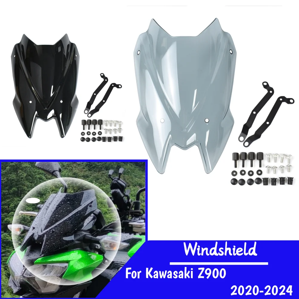 

Лобовое стекло мотоцикла для Kawasaki Z900 2020-2024 Z900, передний ветрозащитный экран, воздушные дефлекторы, кронштейн, аксессуары