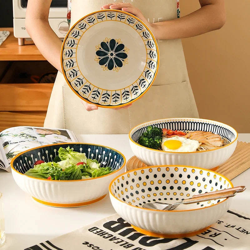 Nordic Style Ceramic Soup Bowl Large Size for Home Use Suitable for Hot Pot And Fish in Vinegar Sauce Also Great for Blood An...