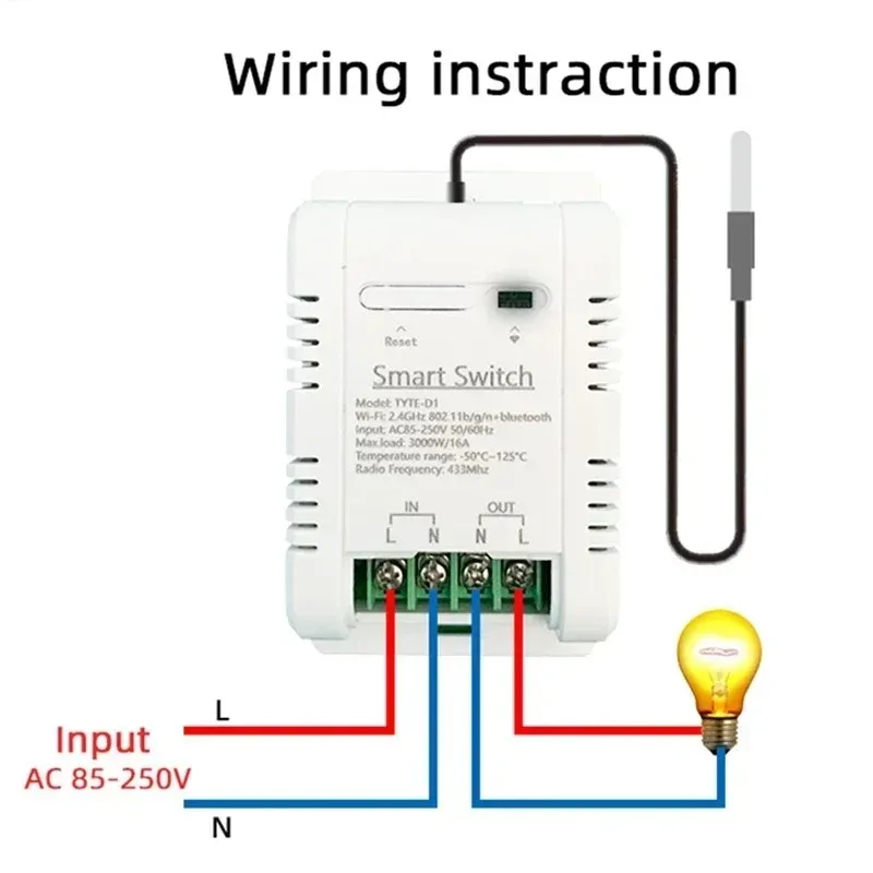 Tuya Smart Temperature Switch 16A 3000W with Energy Consumption Monitoring Intelligent Thermostat Compatible with Alexa Google