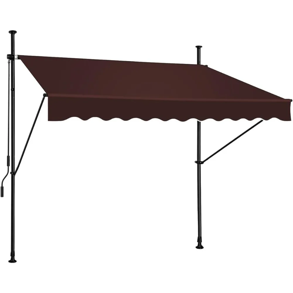 

Manual Retractable Awning –118” Non-Screw Outdoor Sun Shade – Adjustable Pergola Shade Cover with UV Protection – 100% Polyester