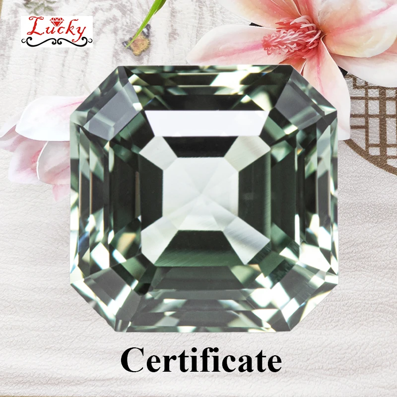 Lab Grown Sapphire Asscher Shape Green Color VVS1 Charms DIY for Jewelry Making Bracelet Materials Selectable AGL Certificate