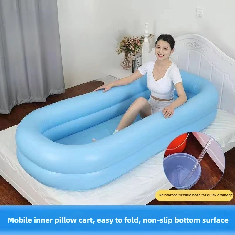 

‌Inflatable Bathing Bed for Elderly & Bedridden - Portable Shower Tray, Soft Cushion Bathing Aid, Senior Care Bath Solution