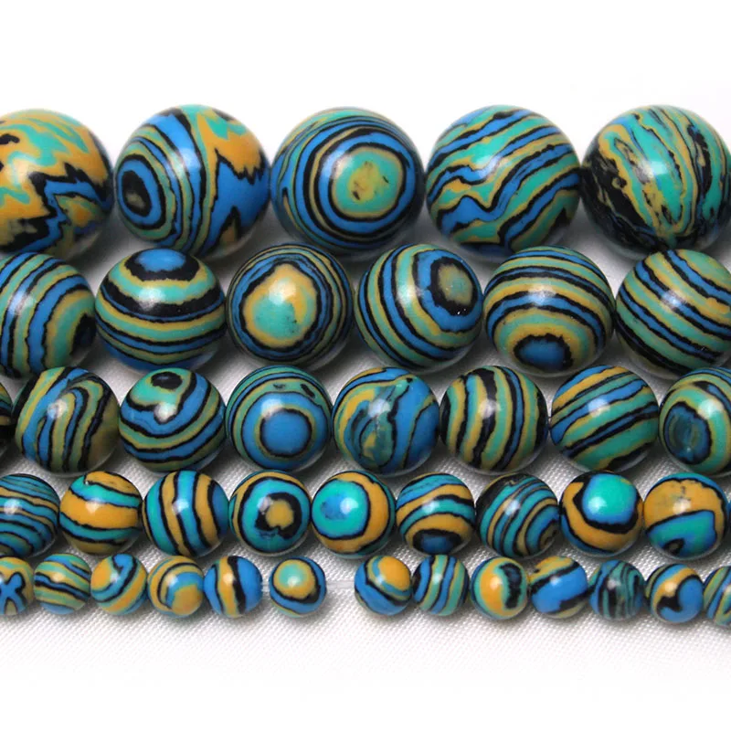 Synthetic Blue Malachite Peacock Stone Round Loose Spacers Beads for Jewelry Making DIY  Bracelets Necklace 4/6/8/10/12MM