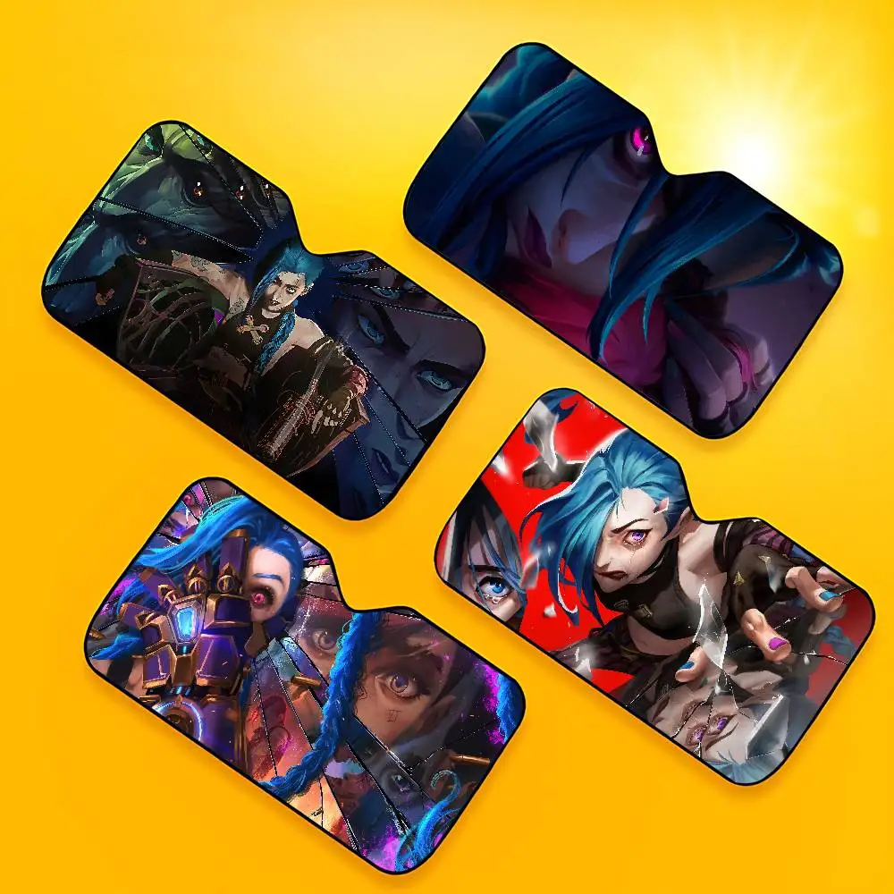 A-Arcane Jinx مظلة السيارات الزجاج الأمامي مضحك الشمس الظل طوي الأشعة فوق البنفسجية الشمس قناع حامي ظلة للنافذة الأمامية #4