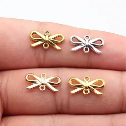WYSIWYG 40pcs 16x8mm Bow-Knot Connector Charms For Jewelry Making DIY Jewelry Findings 4 Colors Zinc Alloy Charms