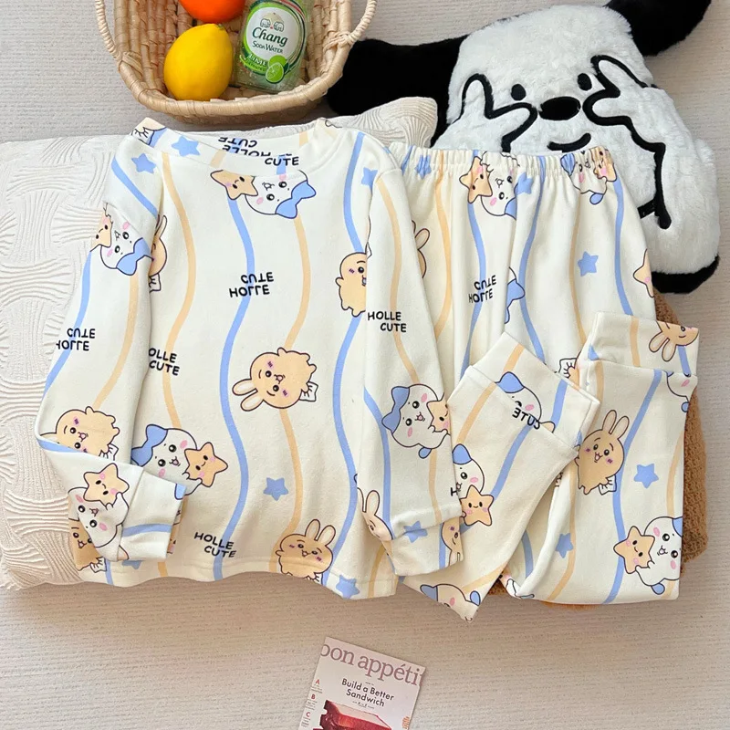 2026 سانريو بيكاتشو ملابس نوم مخملية دافئة للأطفال خريف/شتاء سراويل طويلة الأكمام للأطفال مجموعة ملابس منزلية سميكة ودافئة