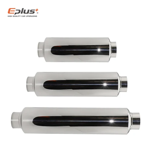 Imagen 2 del producto EPLUS sistemas de escape de coche silenciador tubo medio Universal plata alta calidad acero inoxidable tamaño O.D 51MM 57MM 63MM 70MM 76MM