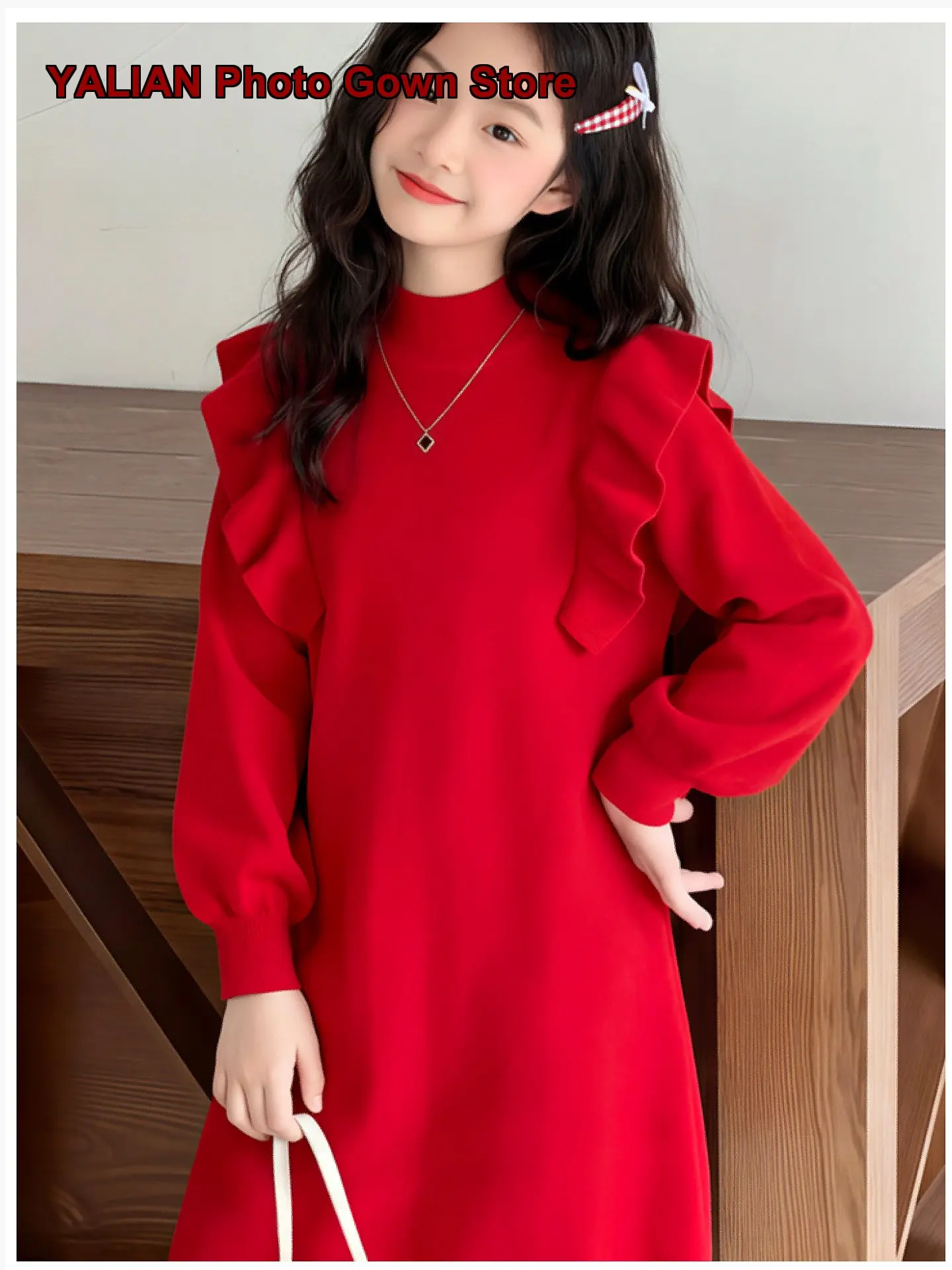 Girls Winter Dress 2026 New Year Outfit Little Girls Thickened Fleece Lined Greeting Dress